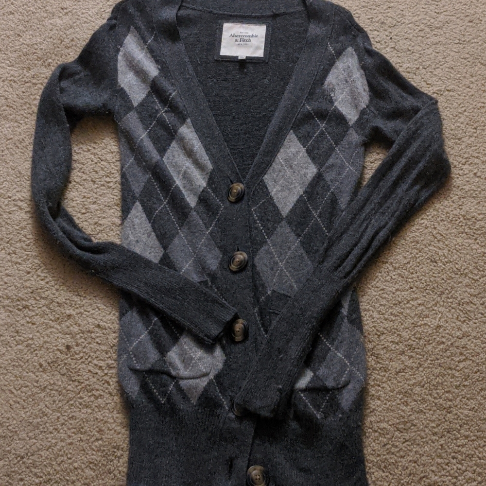 Abercrombie Oversized Argyle Cardigan Sweater